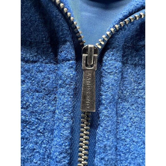 Lands End Women’sp Size 12 Wool Blend Zip Up Pea Coat Navy Blue Classic Jacket - Picture 3 of 6